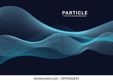 Flowing digital particle abstract wave background