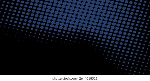 Flowing dot particles light wave pattern halftone blue and green gradient smooth curve shape isolated on black background. Vector in concept of technology, science, music,modern
