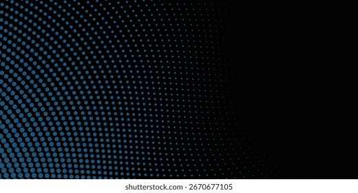 Flowing dot particles light wave pattern halftone blue and green gradient smooth curve shape isolated on black background. Vector in concept of technology, best seller background