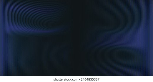 Las partículas de punto que fluyen ondean el patrón de curva 3D azul y verde gradiente de luz aislado sobre fondo negro. Vector en concepto de tecnología de IA, ciencia, música.