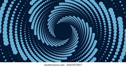 Flowing dot particles wave curve pattern blue and green gradient light isolated on black background in concept of AI technology, science, music. Vector illustration