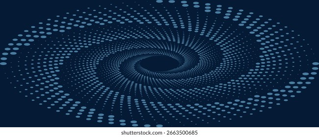 Patrón de curva de onda de partículas de punto fluyendo luz azul y verde degradada aislada sobre fondo negro en concepto de tecnología de IA, ciencia, música. Ilustración vectorial