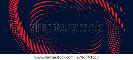 Flowing dot particles wave curve pattern red and black gradient light isolated on black background in concept of AI technology, science, music. Vector illustration