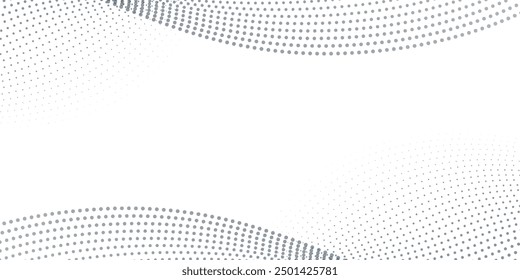 Flowing dot particles wave pattern halftone black gradient smooth curve shape isolated on transparent background. Vector in concept of technology science music modern. vector ilustration