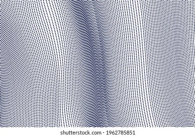 Flowing dots array of dynamic particles in motion, trendy modern style abstract vector background, science and technology future theme template for ads.