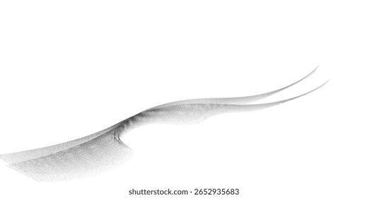 Flowing dots particles nice wave pattern halftone black gradient curve shape isolated on white background art simple modern abstract illustartions vector