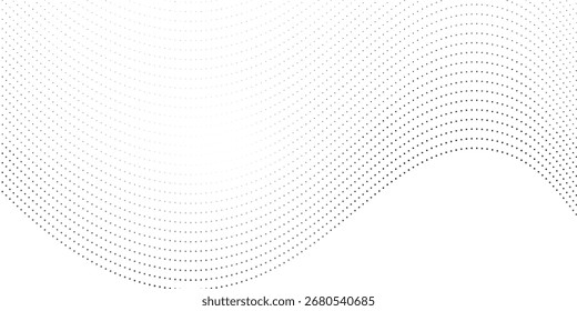 Partículas de puntos que fluyen Patrón de onda agradable Tono medio Gradiente negro Forma de curva Arte simple moderno Buenas ilustraciones Vector Textura gráfica Punto