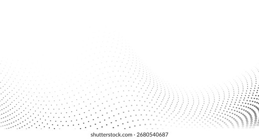 Ponto fluindo partículas padrão de onda agradável meio-tom preto gradiente curva forma arte moderna simples