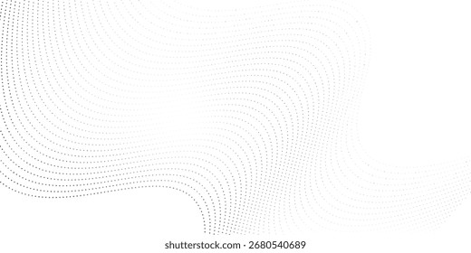 Partículas de puntos que fluyen Patrón de onda agradable Tono medio Gradiente negro Forma de curva Arte simple moderno Buenas ilustraciones Vector Textura gráfica Diseño de puntos