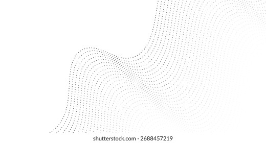 Flowing dots particles nice wave pattern halftone black gradient simple background. Nice illustrations vector