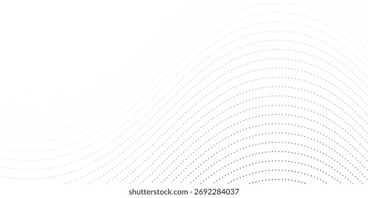 Flowing dots particles nice wave pattern halftone black and white background.
