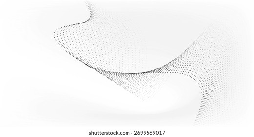 Partículas de puntos que fluyen Patrón de onda agradable Forma de curva de gradiente negro aislado Patrón de arte futurista geométrico
