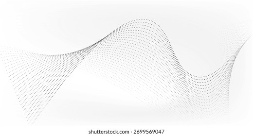 Partículas de puntos que fluyen Patrón de onda agradable Forma de curva de gradiente negro patrón de arte futurista aislado