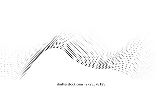 Partículas de puntos que fluyen patrón de onda agradable semitono negro gradiente transparente líquido viejo