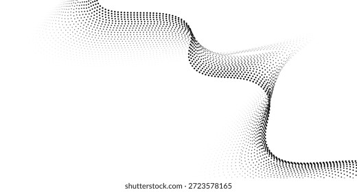 Partículas de puntos que fluyen patrón de onda agradable semitono negro gradiente líquido transparente viejo moderno simple