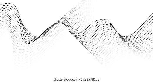Partículas de puntos que fluyen Patrón de onda agradable Gradiente negro líquido transparente Arte simple moderno antiguo