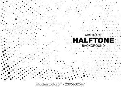 Flowing dots particles wave pattern 3D curve halftone gradient curve shape background. Vector in concept of technology, science, music, modern.