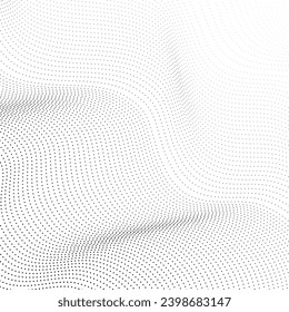 Flowing dots particles wave pattern halftone gradient background