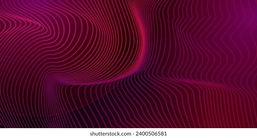 Flowing dots particles wave pattern halftone gradient curve shape isolated on white background. Vector in concept of technology, science, music, modern. dots technology