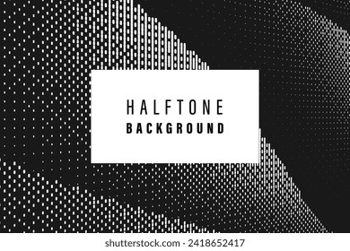 Flowing dots particles wave pattern halftone gradient curve shape isolated on white background. Vector in concept of technology, science, music, modern.