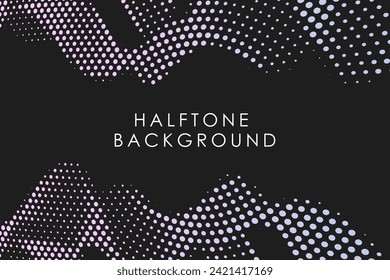 Flowing dots particles wave pattern halftone gradient curve shape  background. Vector in concept of technology, science, music, modern.