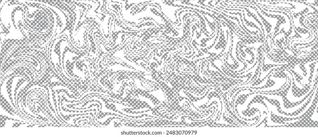 Flowing dots particles wave pattern 3D curve halftone black gradient curve shape isolated on white background. Vector in concept of technology, science, music, modern	

