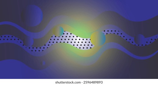 Flowing dots particles wave pattern halftone gradient curve shape isolated on color background. Vector in concept of technology, science, music, modern.