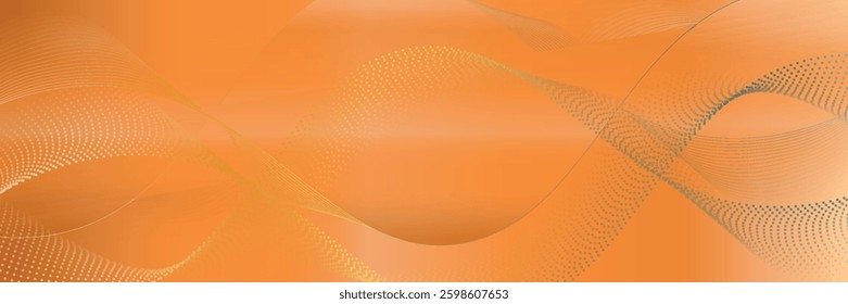 Flowing dots particles wave pattern orange isolated on white background. Vector in concept of technology, science, music, modern.