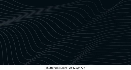 Flowing dots particles wave pattern 3D curve halftone black gradient curve shape isolated on white background. Vector in concept of technology, science, music, modern.