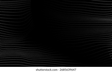 Pontos fluidos partículas padrão de onda meio-tom forma de curva de gradiente isolado no fundo branco