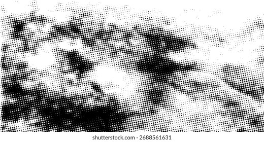 Pontos fluindo partículas padrão de onda 3D curva de meio-tom preto gradiente forma de curva isolada em fundo branco. Vetor em conceito de tecnologia, ciência, música, moderno