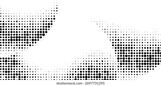 Flowing dots particles wave pattern 3D curve halftone black gradient curve shape isolated on white background. Vector in concept of technology, science, music, modern vector wave