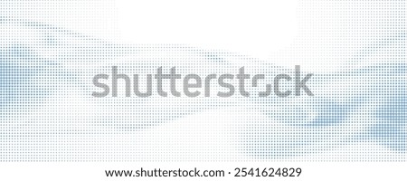 Flowing dots particles wave pattern halftone gradient curve shape isolated on white background. Vector in concept of technology, science, music, modern. eps 10