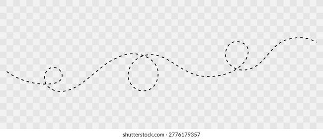 Flowing dotted curve with three loops modern abstract decorative line element