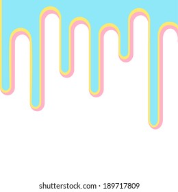 Flowing down 3D paint blue, pink and yellow.  Isolated. Template. Vector illustration.