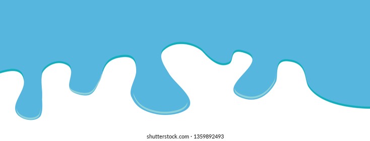 Flowing down paint blue color drops. Flat design. White background. Isolated. Vector illustration