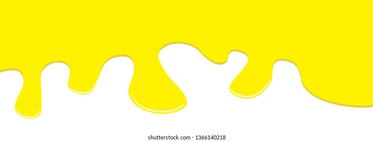 Flowing down paint yellow color drops. Flat design.  