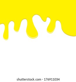 Flowing down paint yellow isolated. Template. Vector illustration.