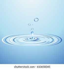 Flowing drops of water which forms ripples vector element./Dripping water vector.