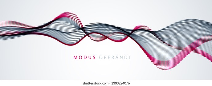 Flowing energy particles, wave of blended dots. Curved dotted 3d lines vector effect illustration. 3d futuristic technology style.