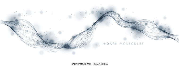 Flowing energy particles, wave of blended dots. Curved dotted 3d lines vector effect illustration. 3d futuristic technology style.