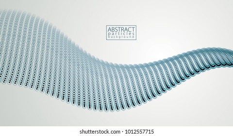 Flowing energy particles, wave of blurred dots and circles. Blurred round shapes vector effect illustration. 3d futuristic technology style.