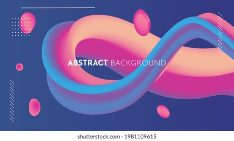 Flowing floating fluid in liquid. Abstract gradient wavy shapes design. Trendy colorful and shiny bright background illustration. For landing page, presentation, banner, cover, poster and web. Vector