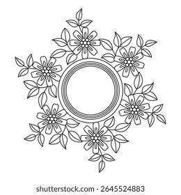 Flowing flower harmony mandala coloring book page