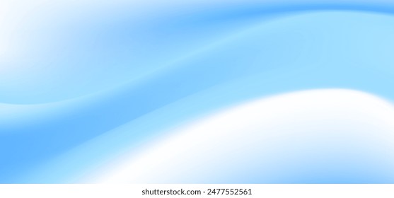 Flowing Fluffy Cloudscape artwork. Blue and white abstract gradient background. Blue sky with fluff clouds. Vector Illustration. 