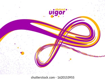 Flowing fluid 3D dimensional abstract vector shape, dynamic design element background, energy flowing in perspective, science or technology theme.