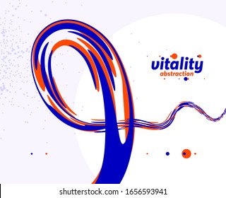 Flowing fluid 3D dimensional abstract vector shape, dynamic design element background, energy flowing in perspective, science or technology theme.