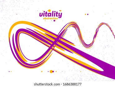 Flowing fluid 3D dimensional abstract vector shape, dynamic design element background, energy flowing in perspective, science or technology theme.