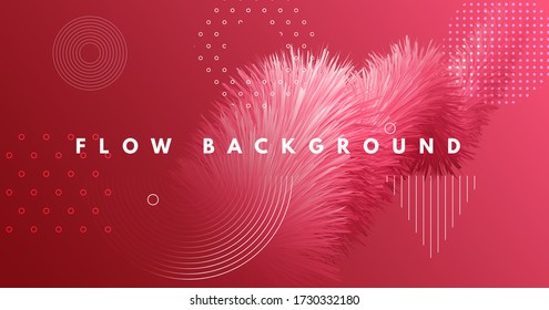 Flowing Fluid. 3d Poster. Red Abstract Background. Liquid Geometric Shapes. Gradient Motion. Flowing Fluid. Digital Graphic Banner. 