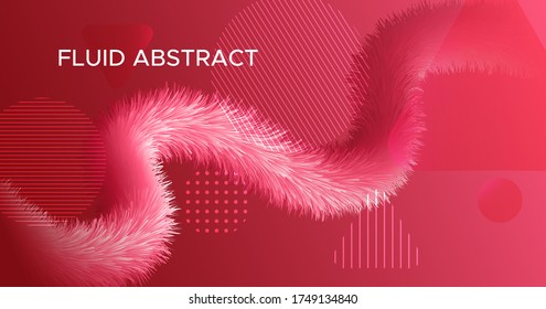 Flowing Fluid. 3d Poster. Red Dynamic Wallpaper. Vector Futuristic Banner. Graphic Movement. Flowing Fluid. Bright Vibrant Flyer. Liquid Geometric Template. Wave Concept. Trendy Flowing Fluid.